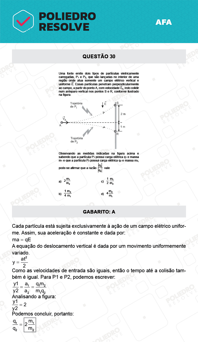 Questão 30 - Prova Modelo A - AFA 2022