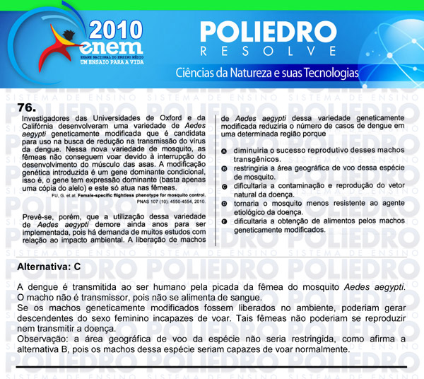 Questão 76 - Sábado (Prova azul) - ENEM 2010