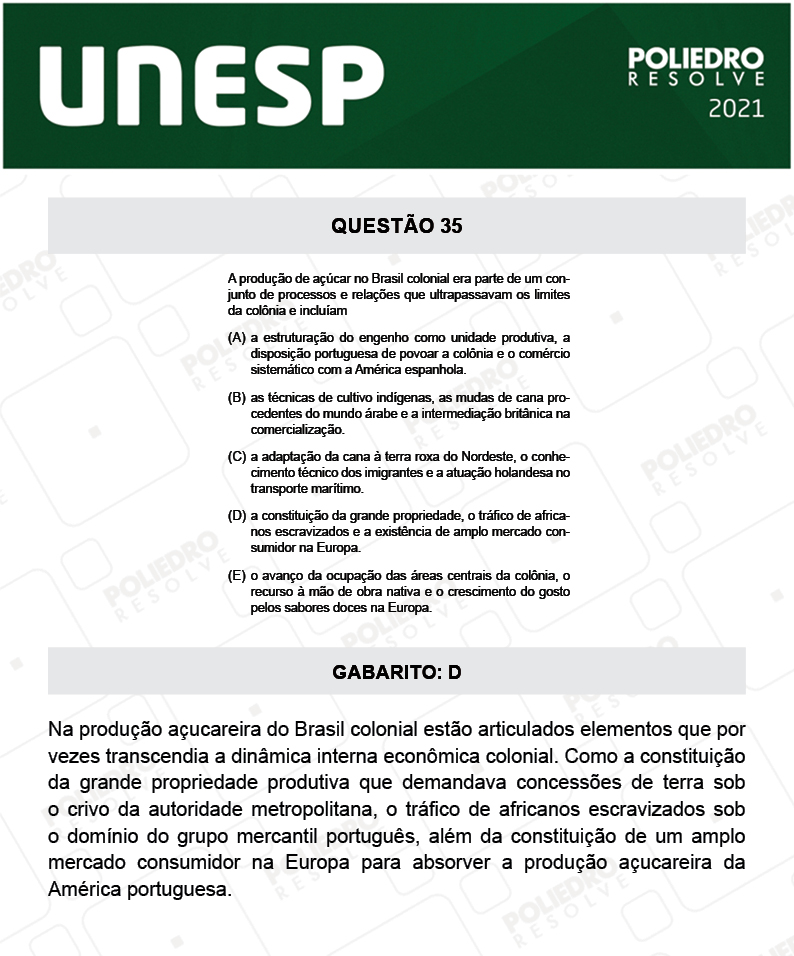 Questão 35 - 1ª Fase - 2º Dia - UNESP 2021