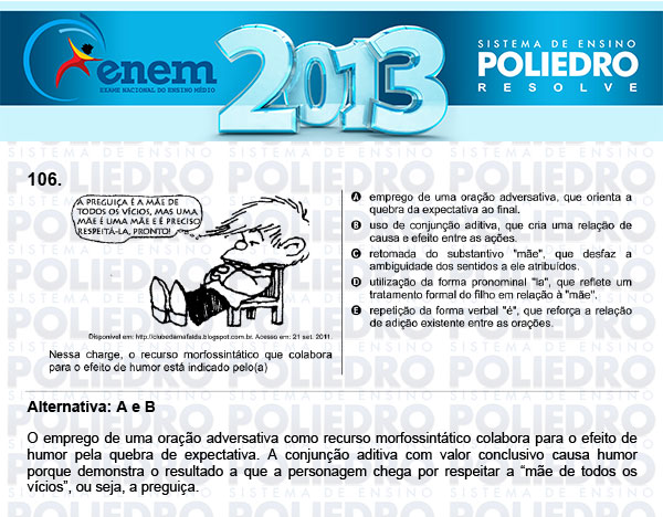 Questão 106 - Domingo (Prova Cinza) - ENEM 2013