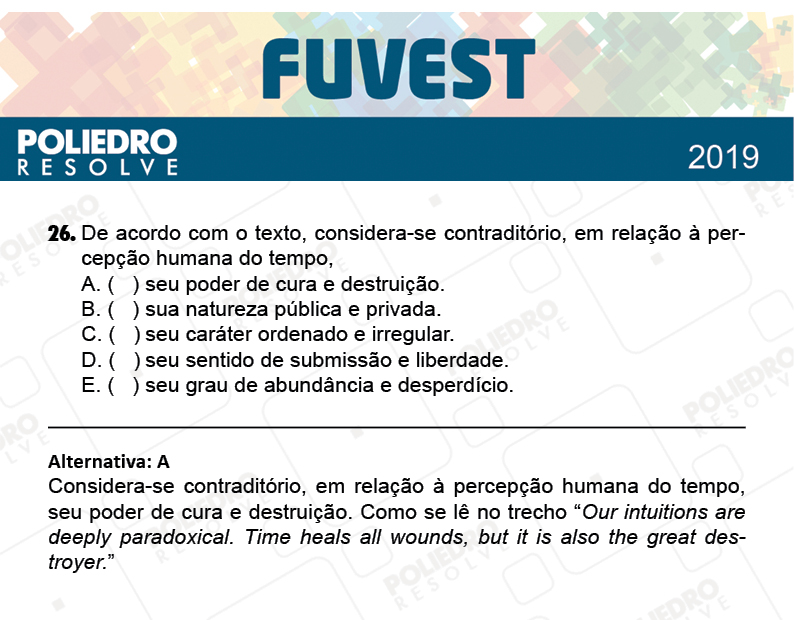 Questão 26 - 1ª Fase - Prova K - FUVEST 2019