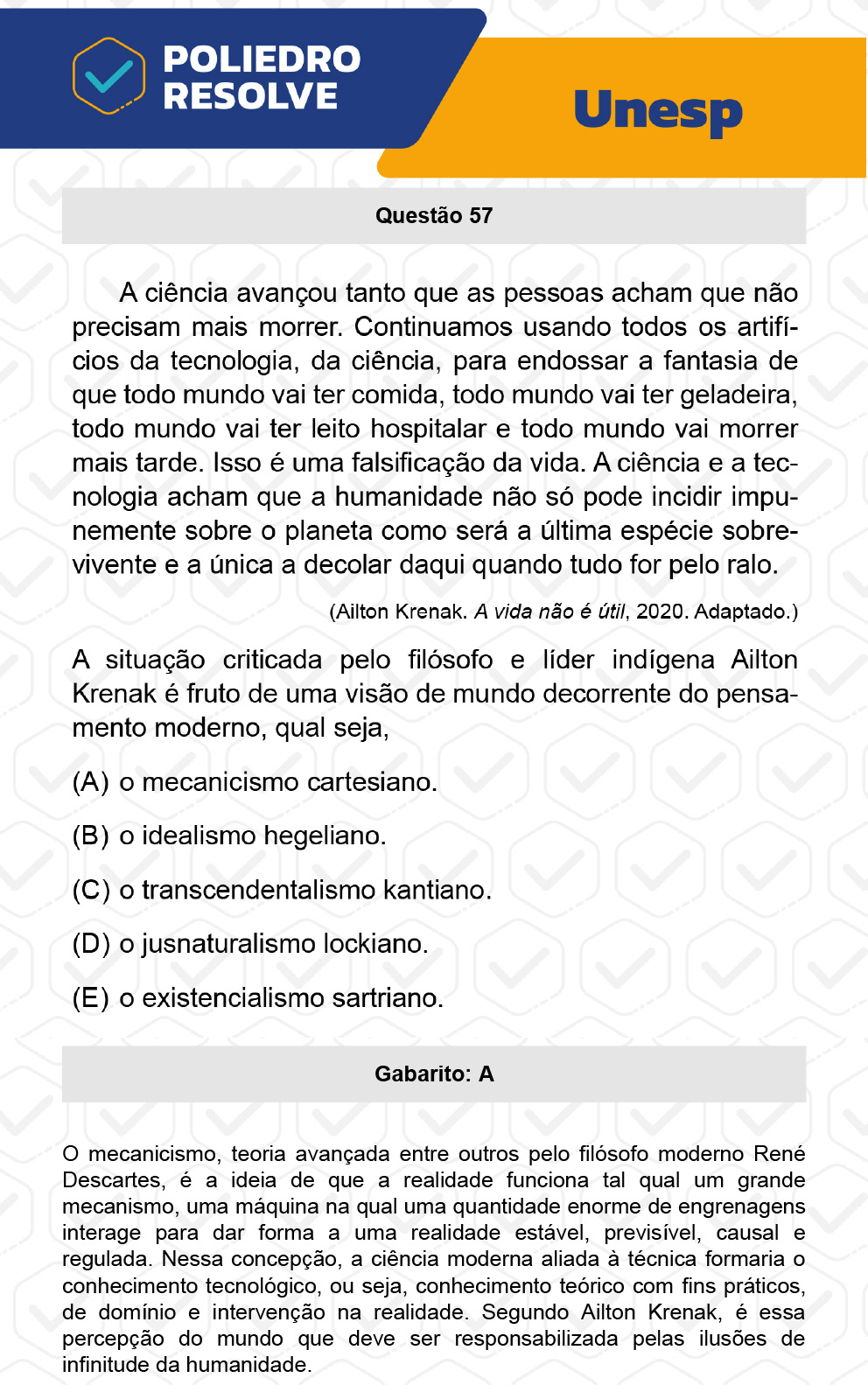 Questão 57 - 1ª Fase - UNESP 2023