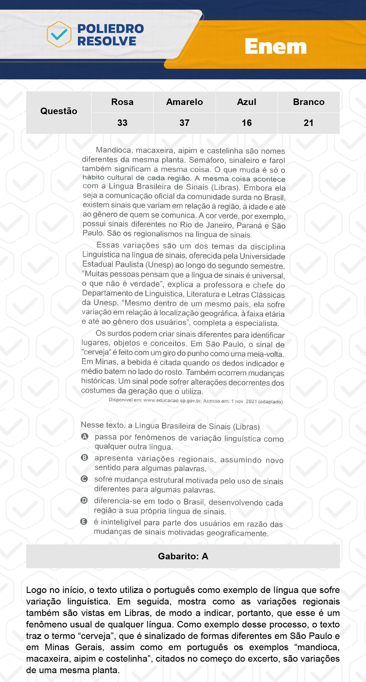 Questão 16 - Dia 1 - Prova Azul - Enem 2023