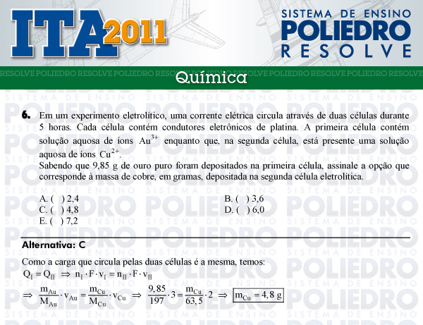 Questão 6 - Química - ITA 2011