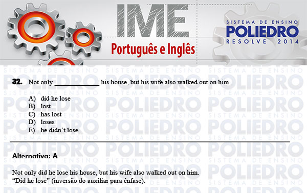 Questão 32 - Português e Inglês - IME 2014