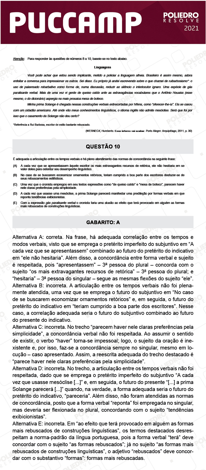 Questão 10 - Direito - PUC-Campinas 2021