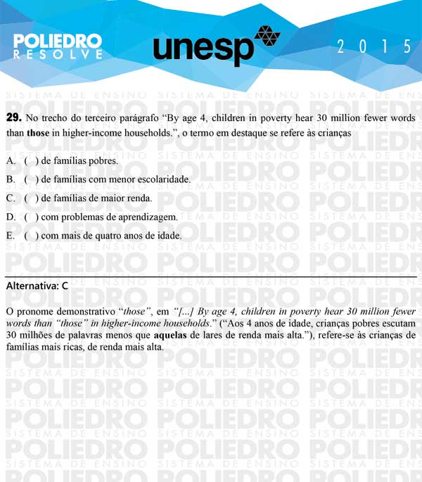 Questão 29 - 1ª Fase - UNESP 2015