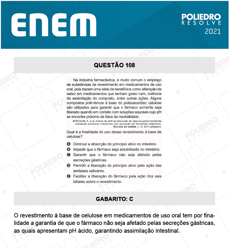 Questão 108 - 2º Dia - Prova Azul - ENEM 2020