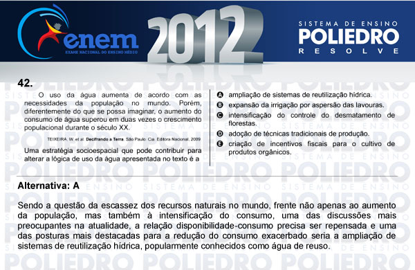 Questão 42 - Sábado (Prova azul) - ENEM 2012