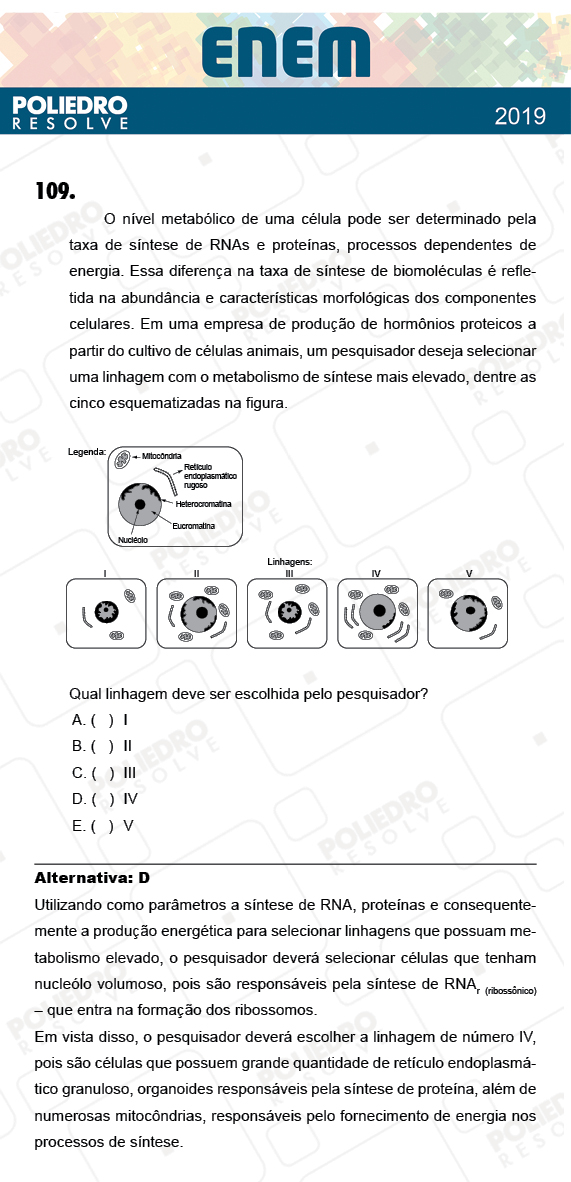 Questão 109 - 2º Dia - Prova ROSA - ENEM 2018