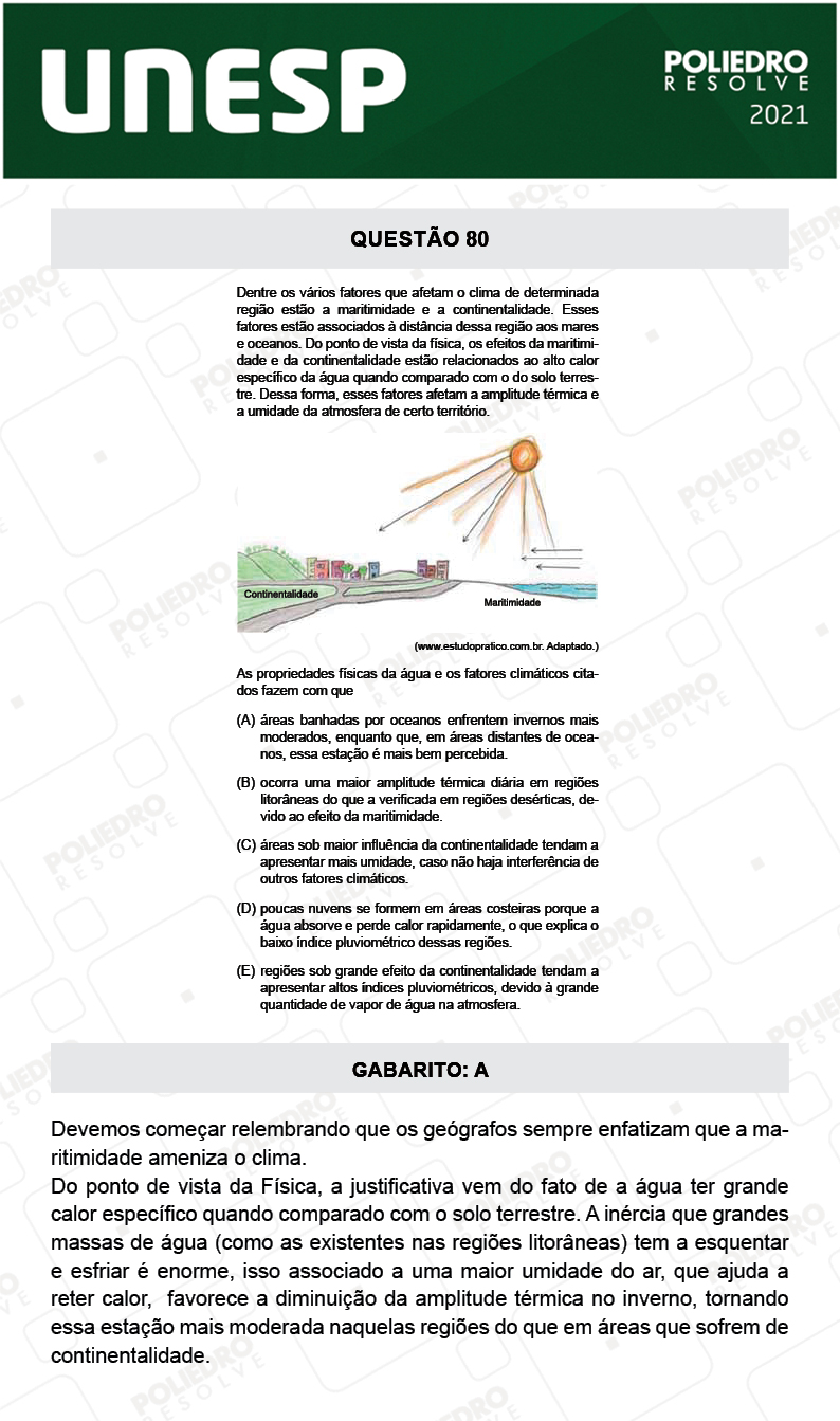 Questão 80 - 1ª Fase - 2º Dia - UNESP 2021