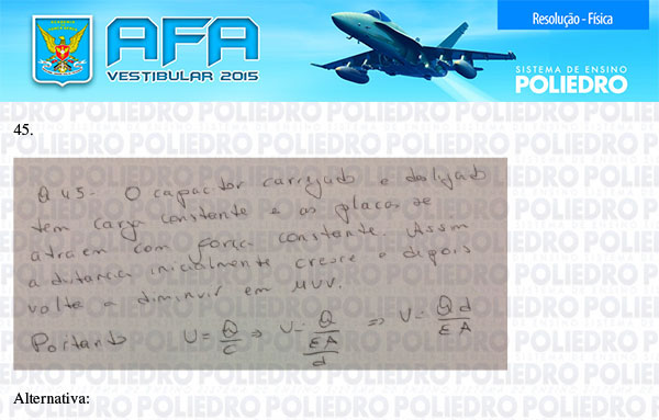 Questão 45 - Prova Modelo B - AFA 2015