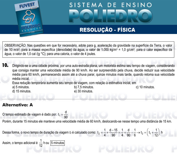 Questão 10 - 1ª Fase - FUVEST 2008