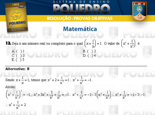 Questão 13 - Objetivas - IME 2008