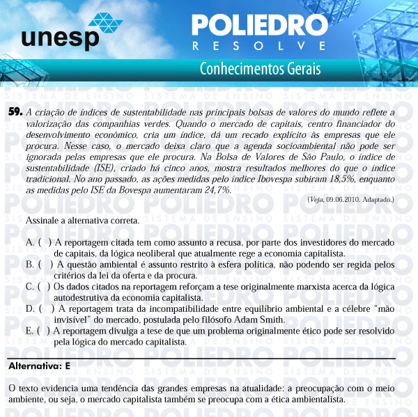 Questão 59 - 1ª Fase - UNESP 2011