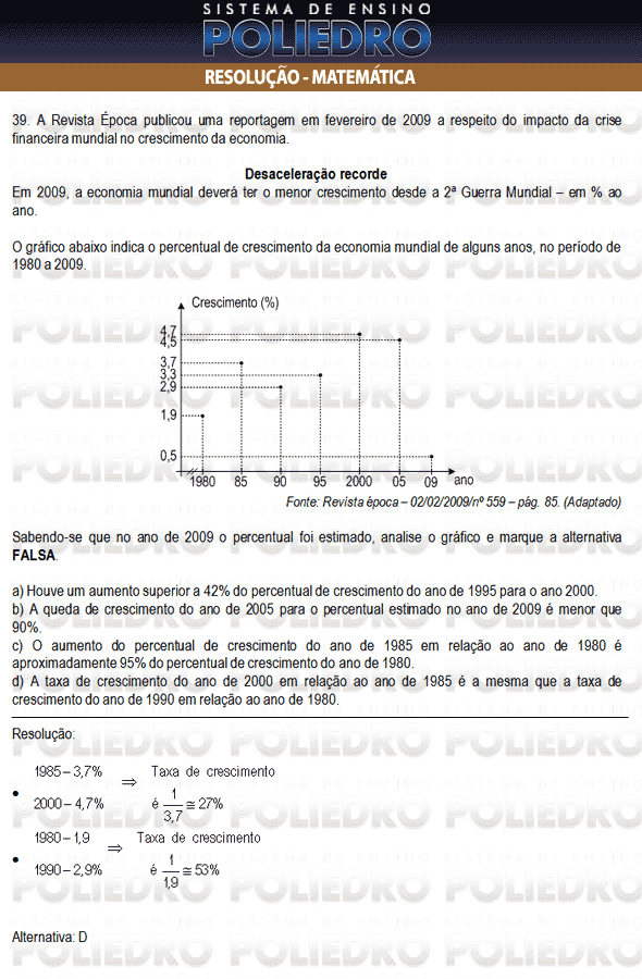 Questão 39 - Inglês e Matemática - AFA 2010