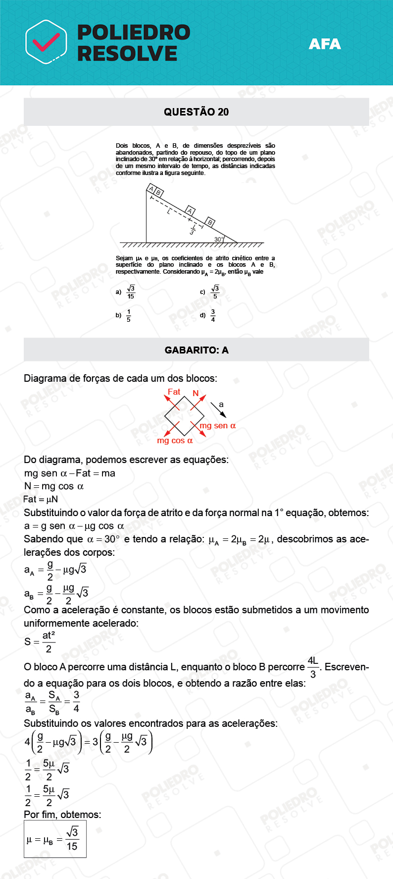 Questão 20 - Prova Modelo A - AFA 2022