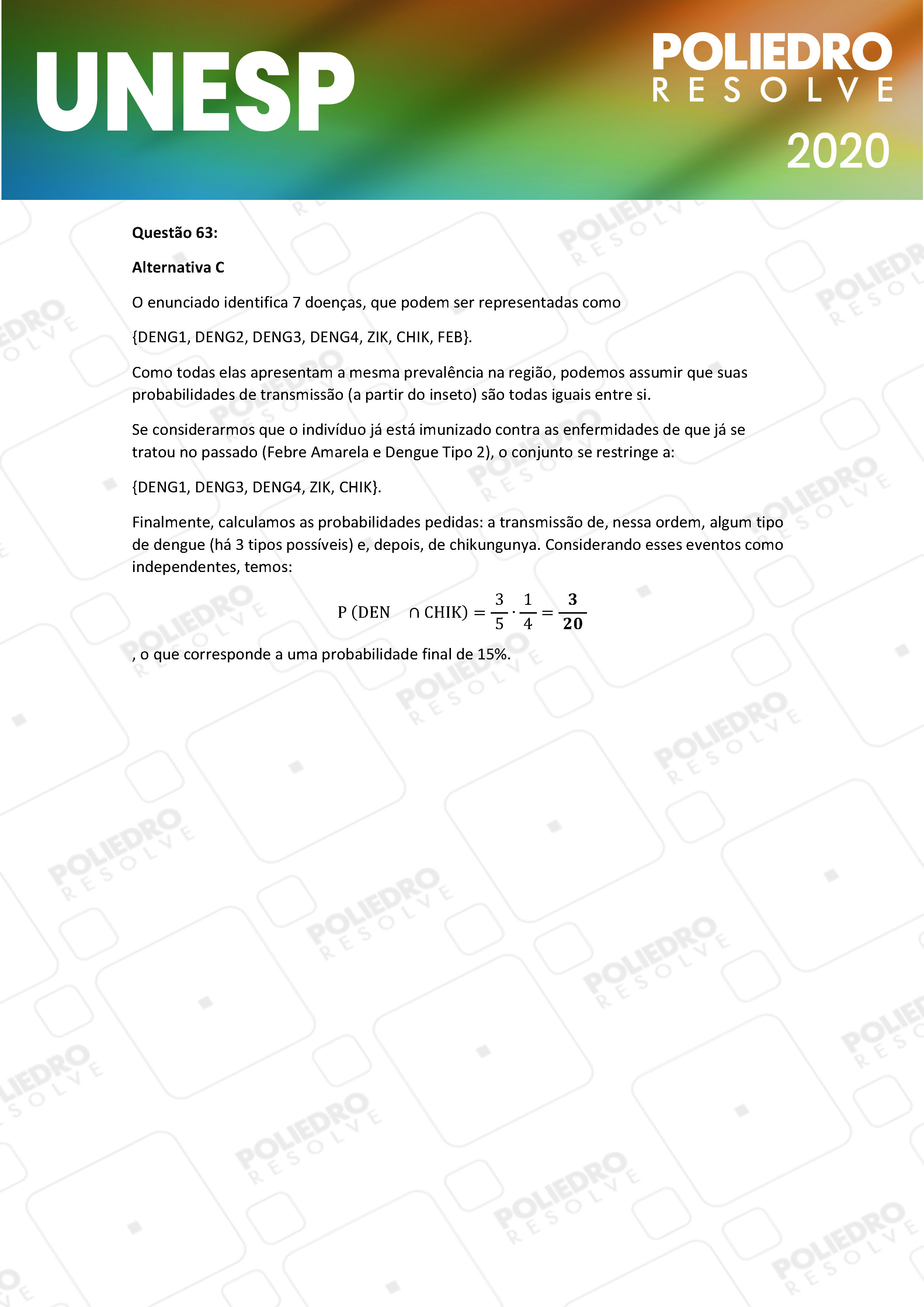 Questão 63 - 1ª Fase - UNESP 2020