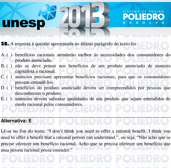 Questão 28 - 1ª Fase - UNESP 2013