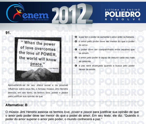 Questão 91 - Domingo (Prova rosa) - ENEM 2012