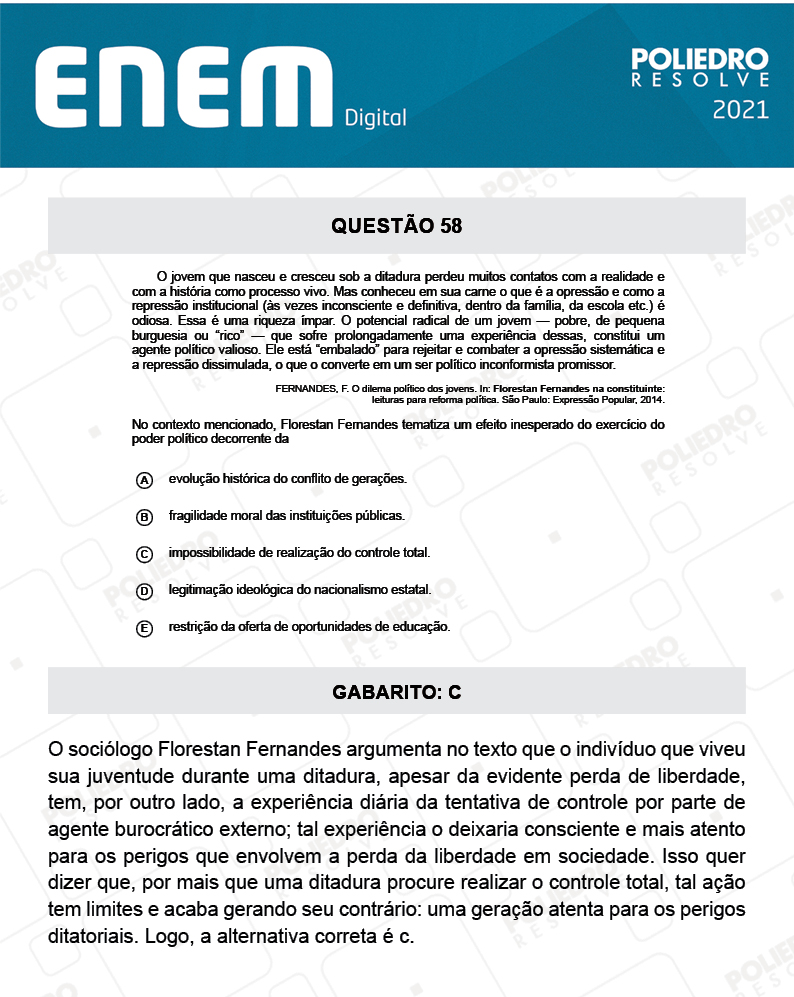 Questão 58 - 1º Dia - Prova Amarela - Espanhol - ENEM DIGITAL 2020