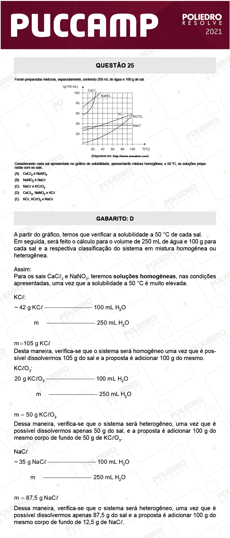 Questão 25 - MEDICINA - PUC-Campinas 2021