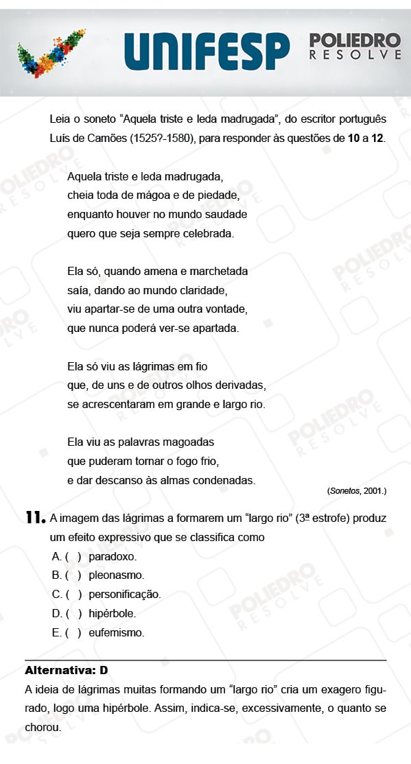 Questão 11 - 1º Dia - UNIFESP 2018