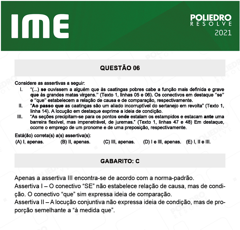 Questão 6 - 2ª Fase - Português/Inglês - IME 2021