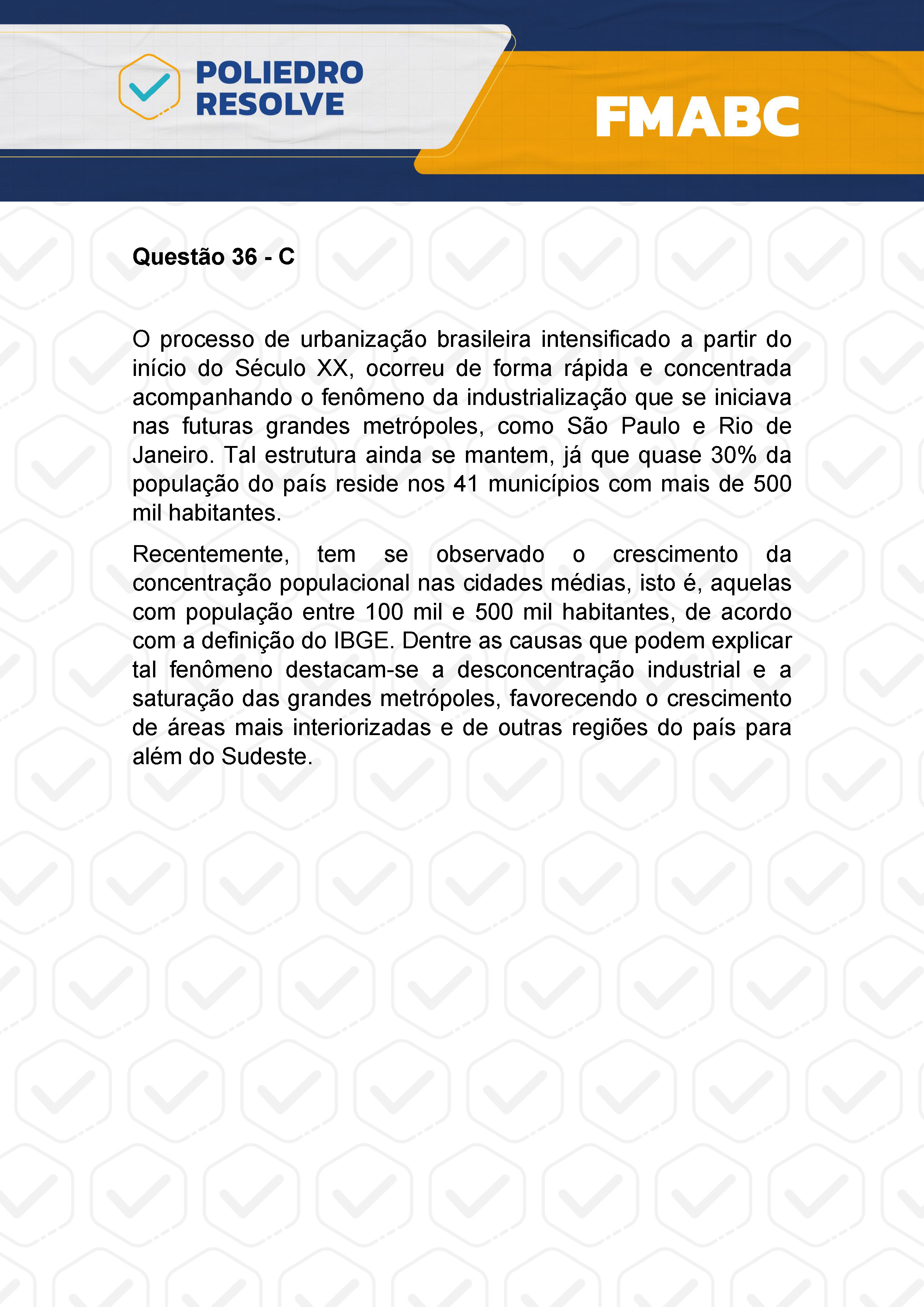 Questão 36 - Fase única - FMABC 2024