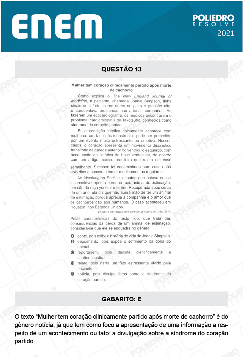 Questão 13 - 1º DIA - Prova Branca - ENEM 2020