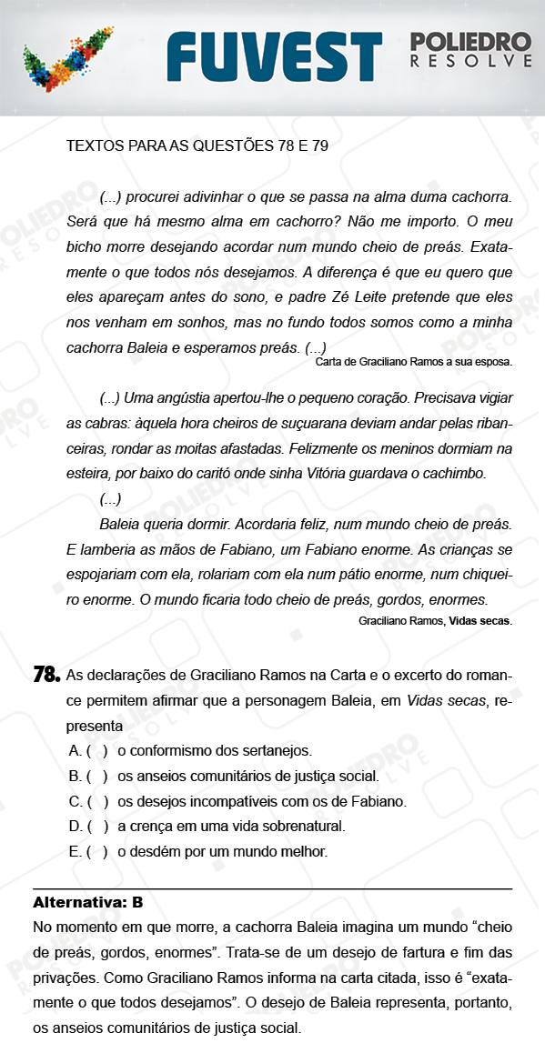 Questão 78 - 1ª Fase - PROVA V - FUVEST 2018