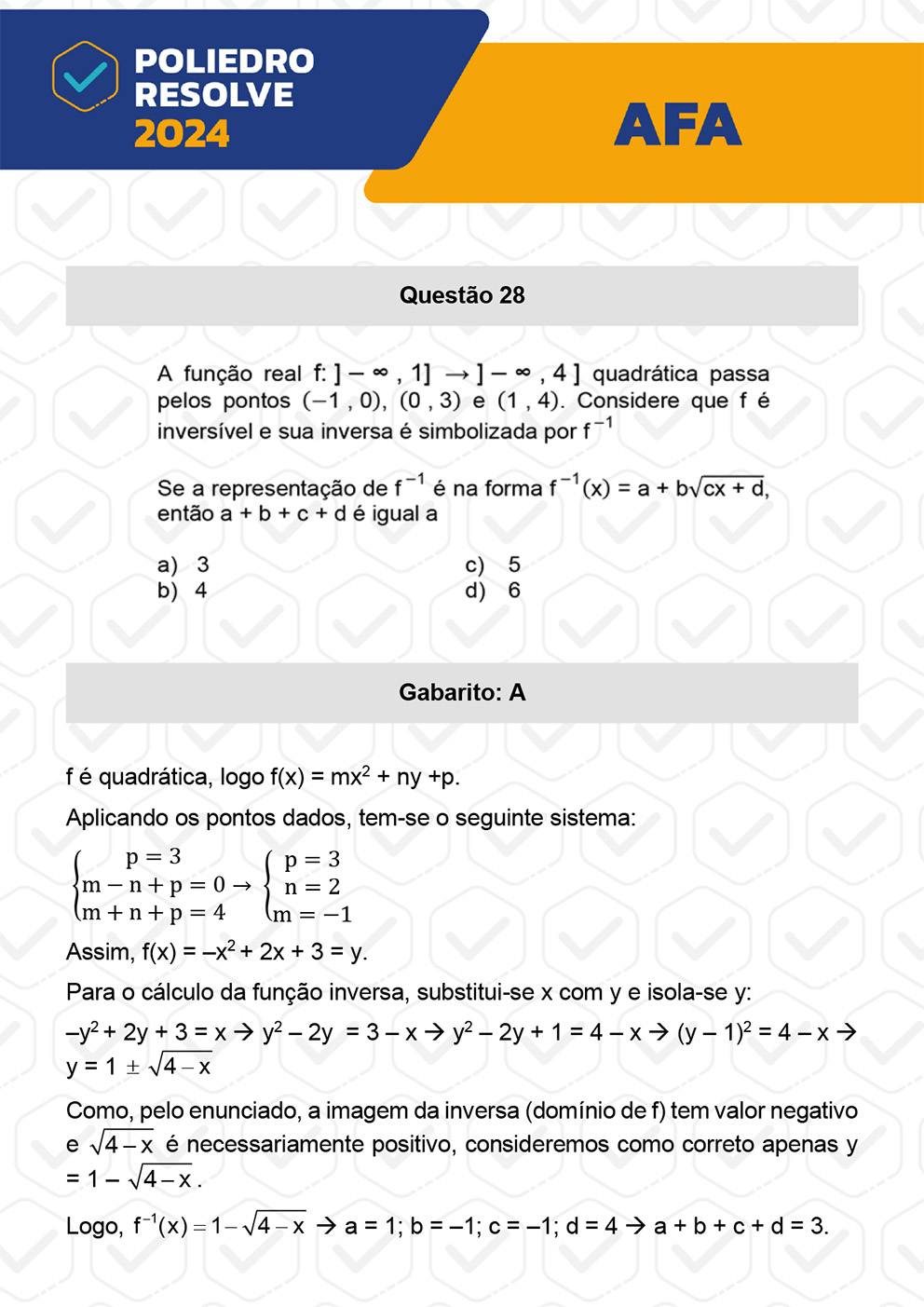 Questão 28 - Prova Modelo A - AFA 2024