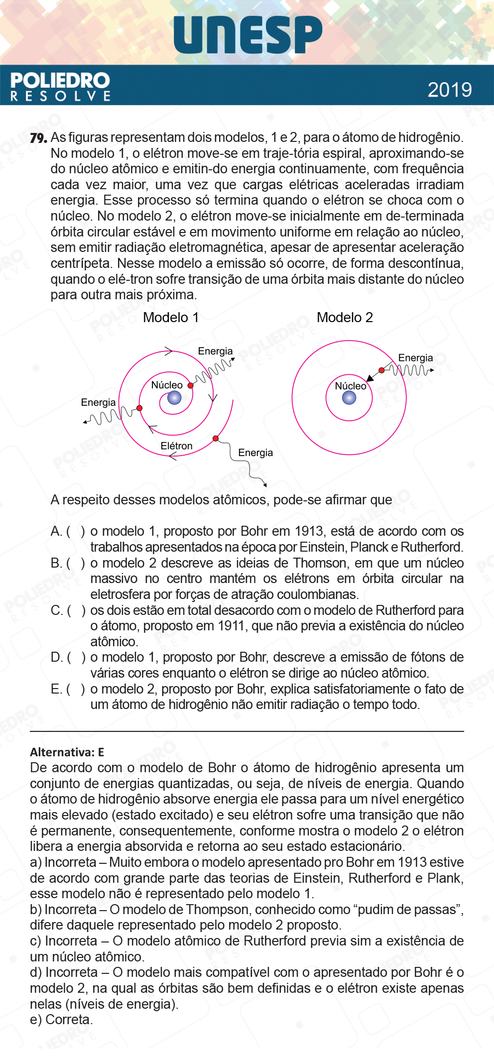 Questão 79 - 1ª Fase - UNESP 2019