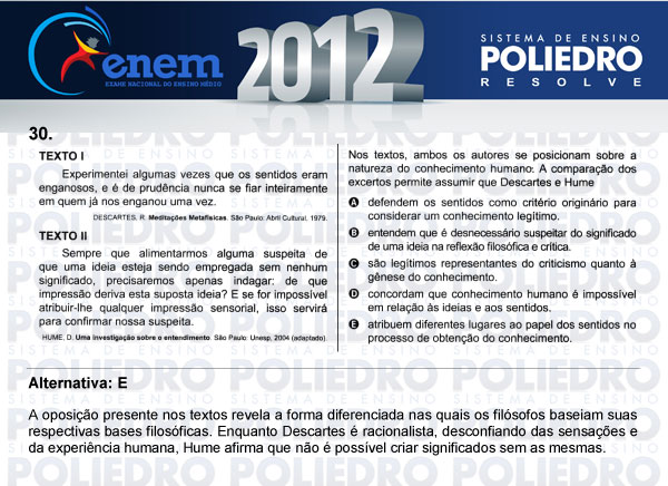 Questão 30 - Sábado (Prova azul) - ENEM 2012