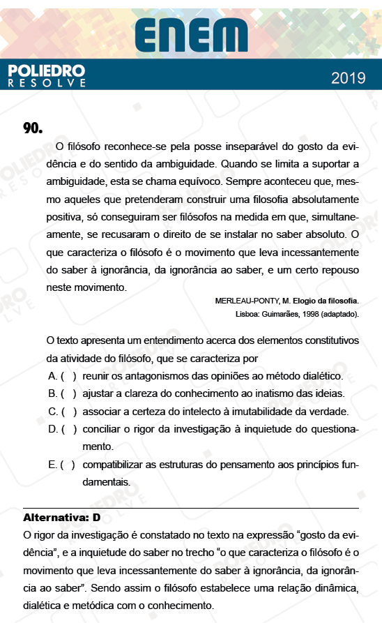 Questão 90 - 1º Dia - PROVA ROSA - ENEM 2018