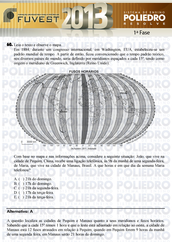 Questão 60 - 1ª Fase - FUVEST 2013
