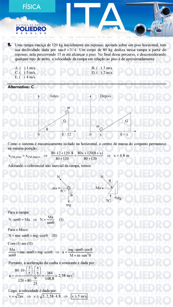 Questão 9 - Física - ITA 2013