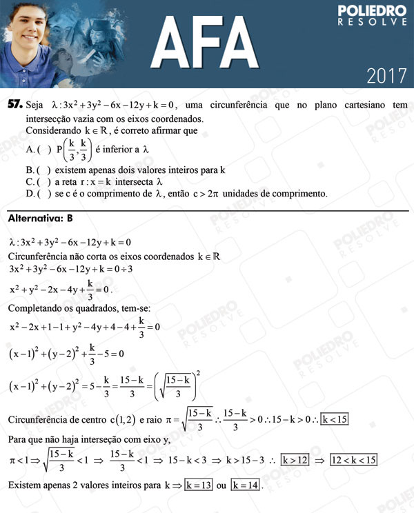 Questão 57 - Prova Modelo B - AFA 2017