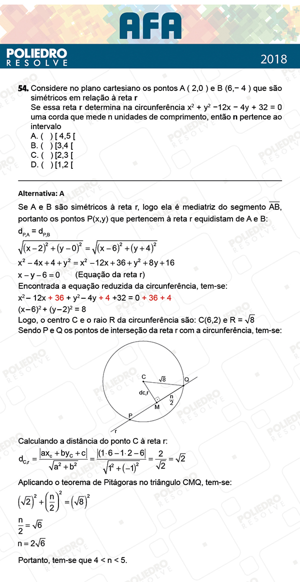 Questão 54 - Prova Modelo B - AFA 2019