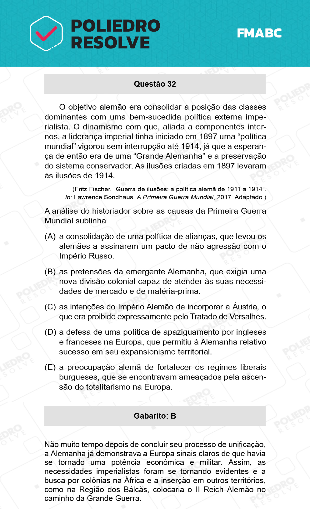 Questão 32 - Fase única - FMABC 2022