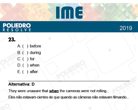 Questão 23 - 2ª Fase - Português/Inglês - IME 2019