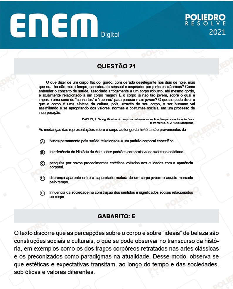 Questão 21 - 1º Dia - Prova Amarela - Espanhol - ENEM DIGITAL 2020