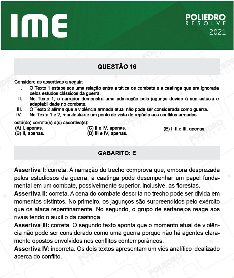 Questão 16 - 2ª Fase - Português/Inglês - IME 2021