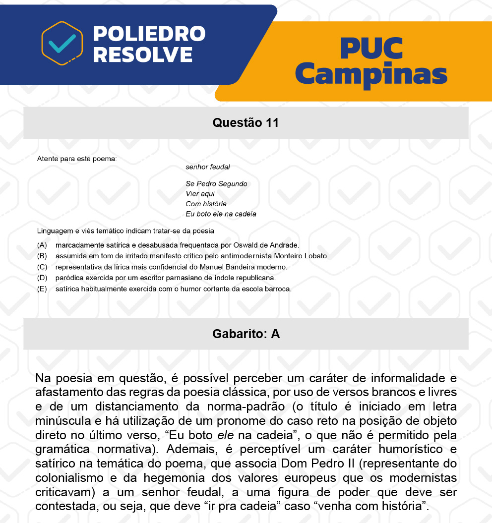 Questão 11 - Prova Geral e Medicina - PUC-Campinas 2023