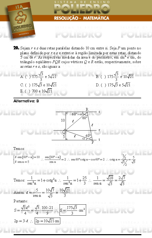 Questão 20 - Matemática - ITA 2008