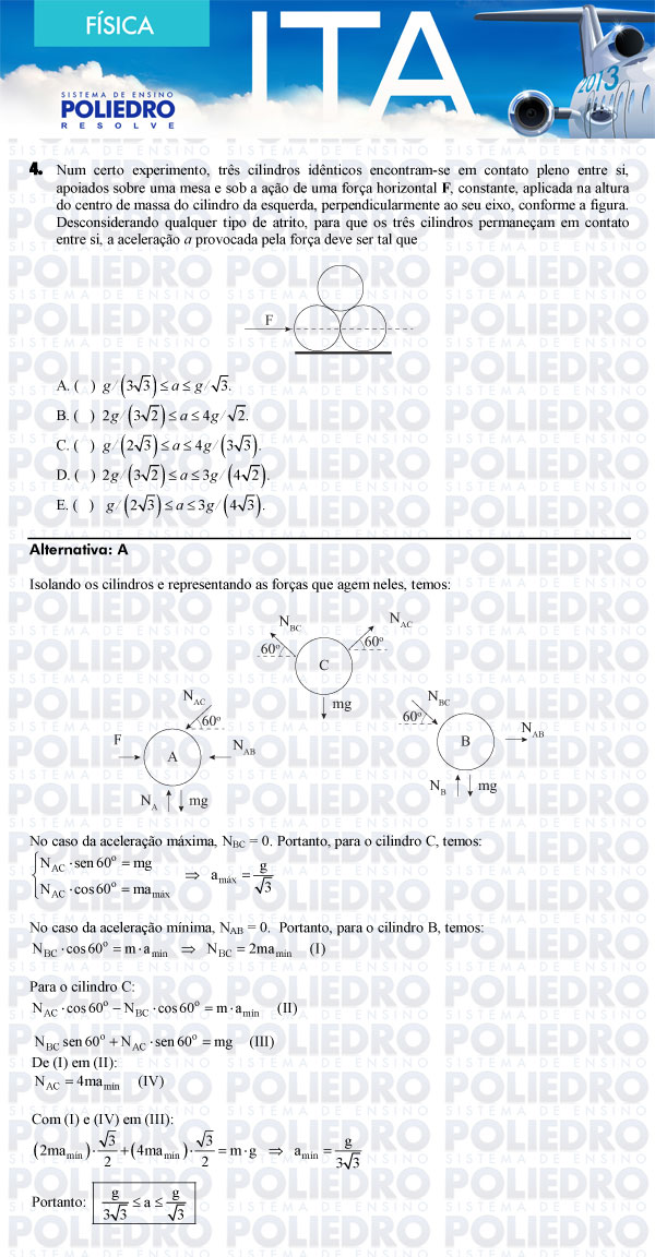 Questão 4 - Física - ITA 2013