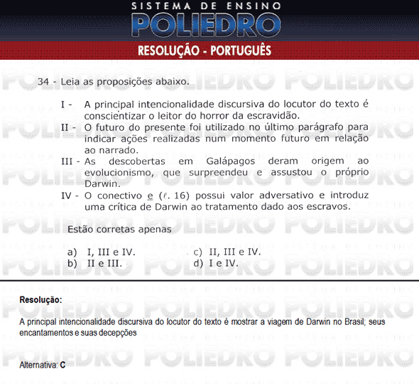 Questão 34 - Física e Português - AFA 2010