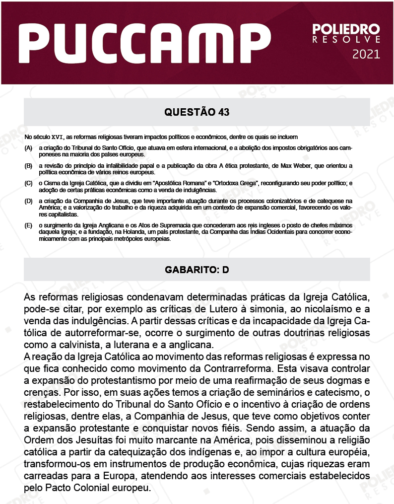 Questão 43 - Direito - PUC-Campinas 2021