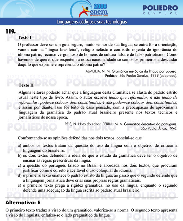 Questão 119 - Prova - ENEM 2009