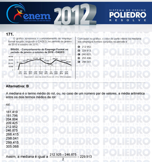 Questão 171 - Domingo (Prova rosa) - ENEM 2012